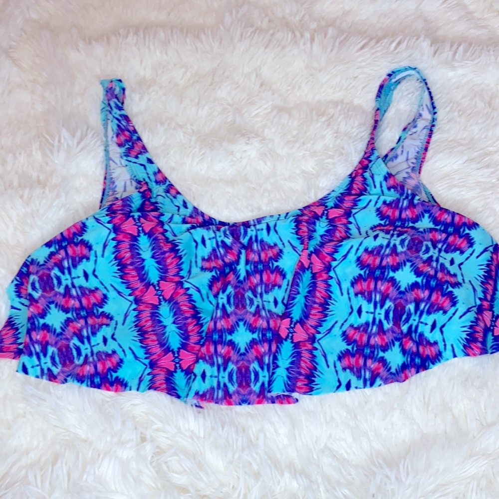 YMI Pink Blue Tye Dye Bathing Suit Bikini Top Size X-Large